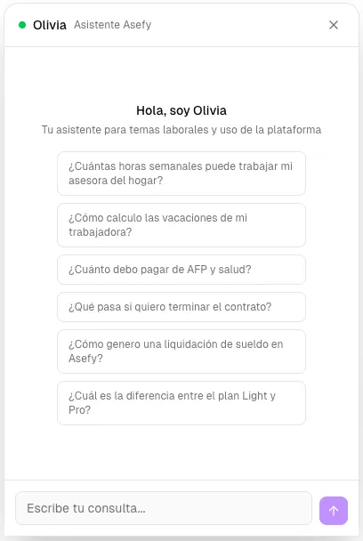 Olivia, asistente laboral con IA de Asefy